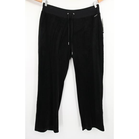 Calvin Klein Sweatpants Black Velvet Velour Super Soft Pull On Elastic Waist 1X - Picture 1 of 13